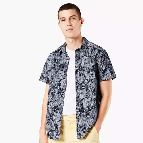 Thời trang - Áo Sơ Mi Cộc Tay Dockers Camisa Casual SF Washed Poplin Standard Fit Azul Marino Màu Xanh Đen - Vua Hàng Hiệu