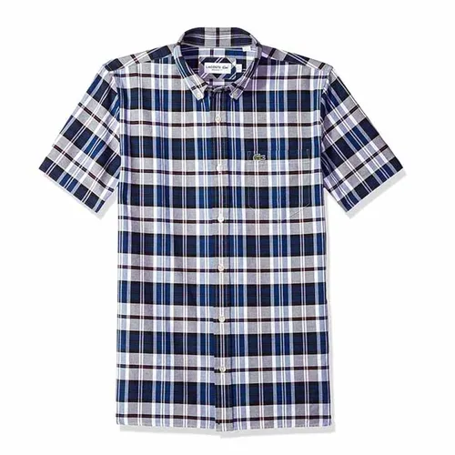 Áo Sơ Mi Cộc Tay Lacoste Men's Regular Fit Check Oxford Shirt CH7261-51 Size M