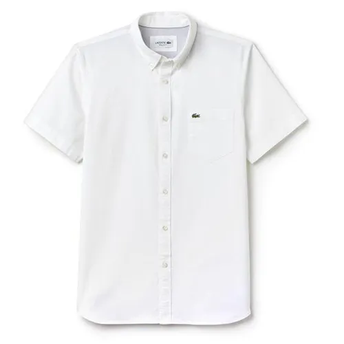 Áo Sơ Mi Cộc Tay Lacoste Men's Regular Fit Oxford Cotton Shirt Màu Trắng Size 42