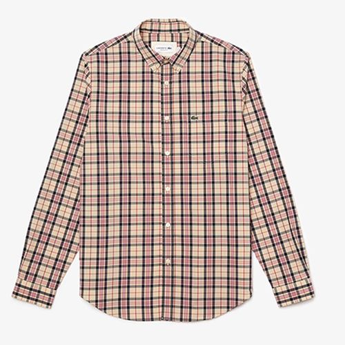 Áo Sơ Mi Dài Tay Lacoste Men’s Regular Fit Check Cotton Poplin Shirt Kẻ Phối Màu Size 40-1