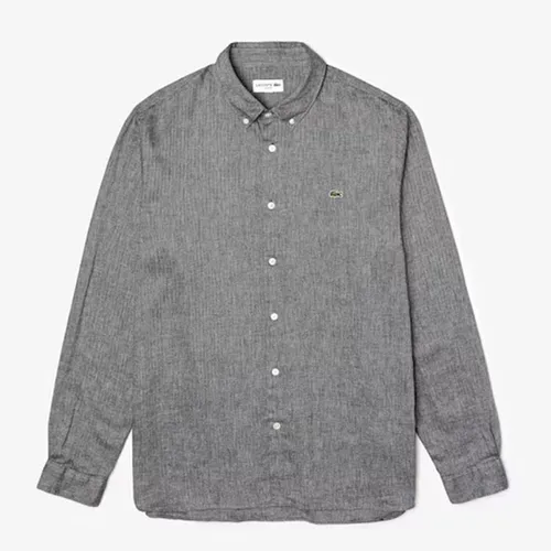 Áo Sơ Mi Dài Tay Lacoste Men's Slim Fit Chevron Linen And Cotton Shirt CH5961 51 G45 Màu Xám Size M