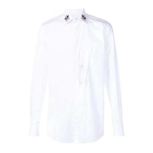 Áo Sơ Mi Dolce & Gabbana Crown Embroidered Shirt White Size 40