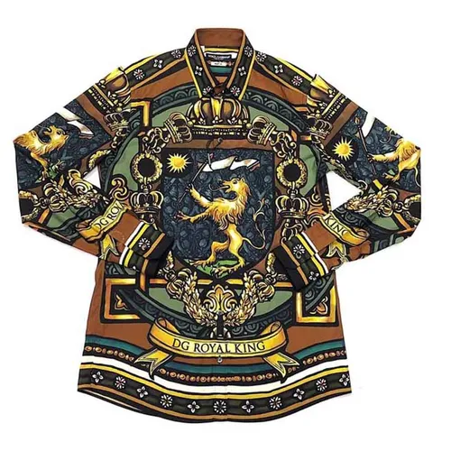 Áo Sơ Mi Nam Dolce & Gabbana D&G Long Sleeve Shirt Họa Tiết Size 42