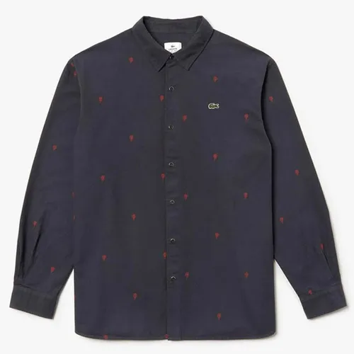 Áo Sơ Mi Lacoste Live Men's Boxy Fit Mini Rose Embroidery Cotton Shirt CH8225-QYA Size 40