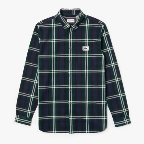 Áo Sơ Mi Lacoste Men's Regular Fit Checkered Flannel Overshirt CH0112-51 Xanh Green Size 41