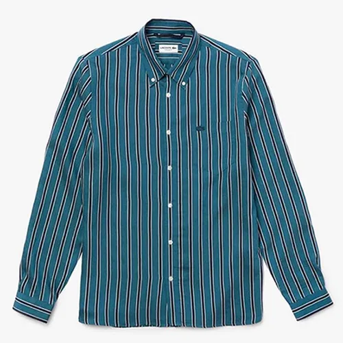 Áo Sơ Mi Lacoste Men's Regular Stretch Cotton Shirt Màu Xanh Cổ Vịt Size 41