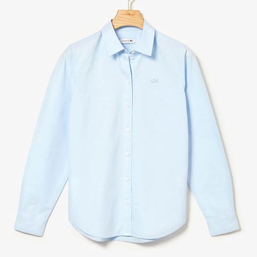 Áo Sơ Mi Lacoste Women's Regular Fit Oxford Cotton Shirt Màu Xanh Blue Size 38