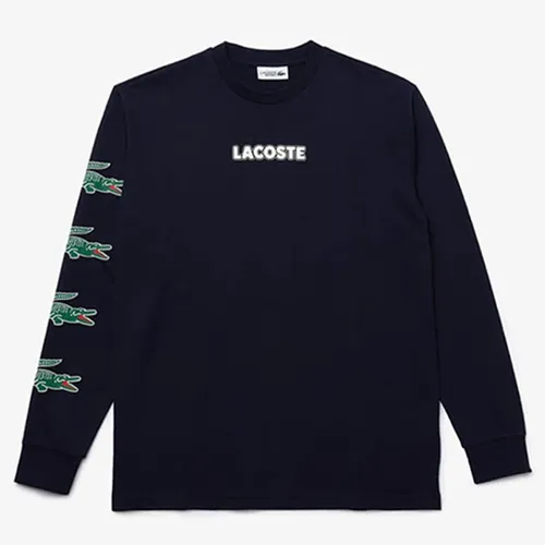 Áo Thun Lacoste Men's Sport Crocodile Print Cotton Jersey T-Shirt Màu Xanh Navy Size S