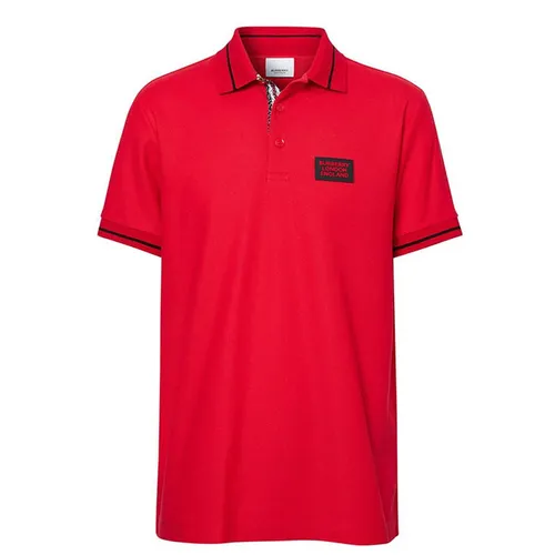 Thời trang Áo thun cổ bẻ - Áo Thun Nam Burberry Cotton Piqué Polo Shirt In Bright Red Màu Đỏ - Vua Hàng Hiệu