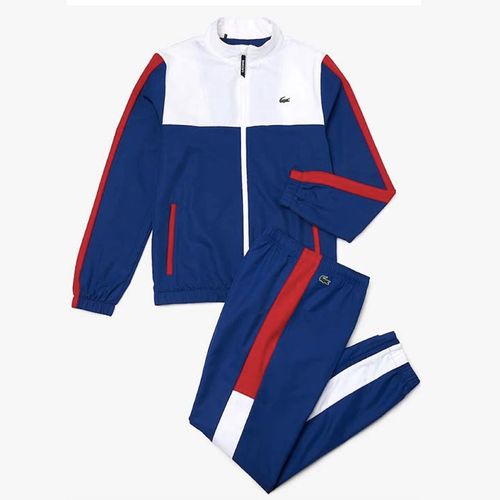 Bộ Quần Áo Gió Lacoste Tracksuit Colorblocked White With White And Red WH2104 Size XS
