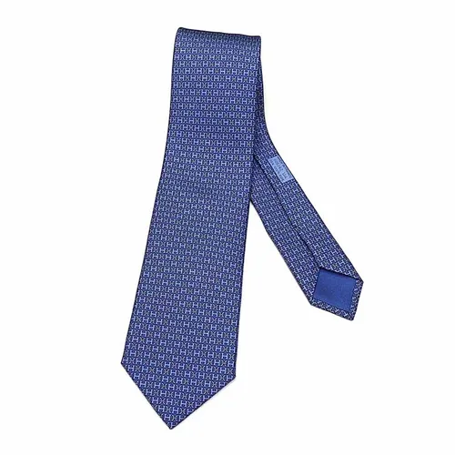 Cà Vạt Hermès Cravate Double H Bleu Moyen Bleu Jean 606162 Màu Xanh Navy