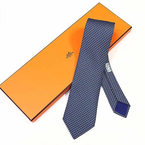 Cà Vạt Hermès Cravate Maille Marine Bleu Electriqu 606133 Màu Xanh Blue