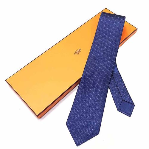Cà Vạt Hermès Cravate Pied Marine Bleu Fonce 606185 Màu Xanh Navy