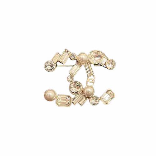 Cài Áo Chanel Brooch CC Silver Pearls Crystals