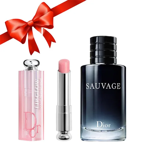 Nước hoa Dior Có sẵn Set Quà tặng - Combo Dior (Nước Hoa Sauvage EDT 100ml + Son Dưỡng Addict 001 Pink - Vua Hàng Hiệu