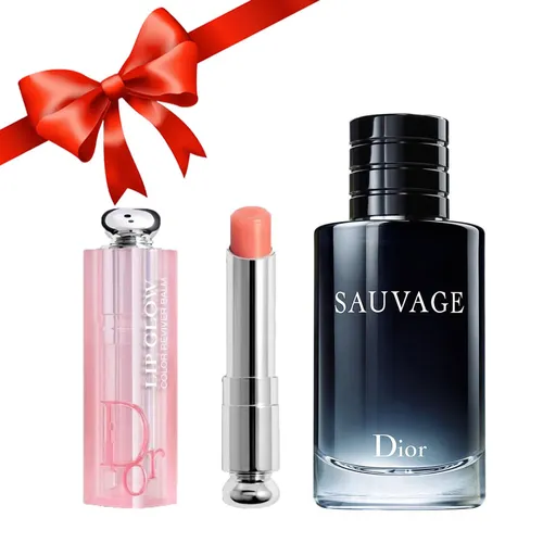 Nước hoa Dior Có sẵn Set Quà tặng - Combo Dior (Nước Hoa sauvage EDT 100ml + Son Dưỡng Addict Lip Glow Màu 004 Coral - Vua Hàng Hiệu