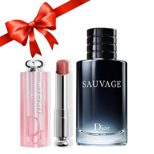 Nước hoa Dior Có sẵn Set Quà tặng - Combo Dior (Nước Hoa Sauvage EDT 100ml + Son Dưỡng Addict 012 Pink - Vua Hàng Hiệu