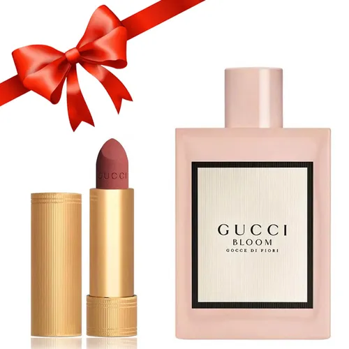 Combo Gucci (Nước Hoa Bloom Gocce Di Fiori EDT 100ml + Son Lì Rouge Mat 208 Cam Đất)