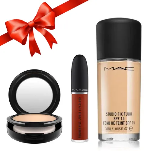 M-A-C Set Quà tặng - Combo MAC NC20 (Kem Nền, Phấn Phủ, Son Kem Mac 982) - Vua Hàng Hiệu