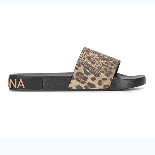 Dép Dolce & Gabbana Leopard-Print Logo Slides Màu Nâu-4