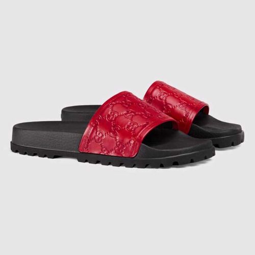 Dép Gucci Men's Black Signature Slide Sandal Màu Đỏ
 Size 39-1