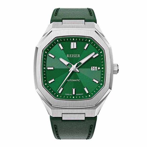 Đồng Hồ Nam Alpen Date Emerald Green Leather Strap Màu Xám Mặt Xanh Lá Cây-4