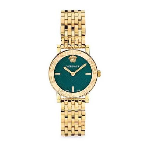Đồng Hồ Versace Greca Glass Goldtone Stainless Steel Bracelet Watch-3