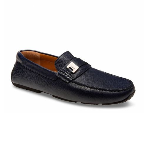 Giày Lười Bally Picaro Men's Navy Grained Deer Leather Loafers Màu Xanh Navy Size 41-5
