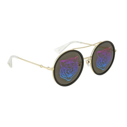 Gucci - Kính Mát Gucci Green with Tiger Emblem Round Sunglasses GG0061S 014 56 - Vua Hàng Hiệu