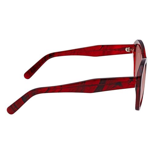 Kính Mát Salvatore Ferragamo Striped Transparent Red Rectangular Sunglasses-3