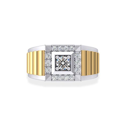 Nhẫn Jemmia Diamond Nam 18K VNM2021122435 Màu Vàng Trắng Đính Kim Cương (Giá Chưa Bao Gồm Đá Chủ)
