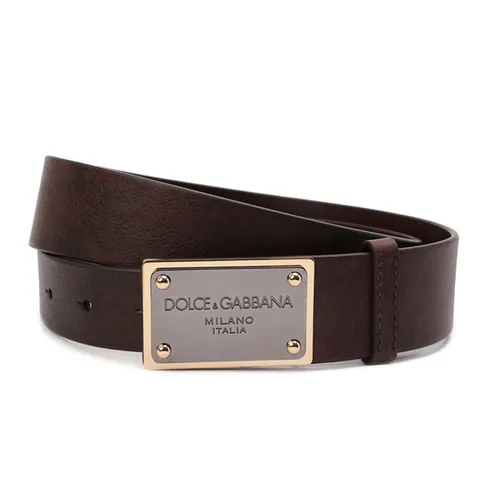 Thắt Lưng Dolce & Gabbana D&G Eos Calf Leather Belt With Logo Plaque BC4639 AX535 Size 100