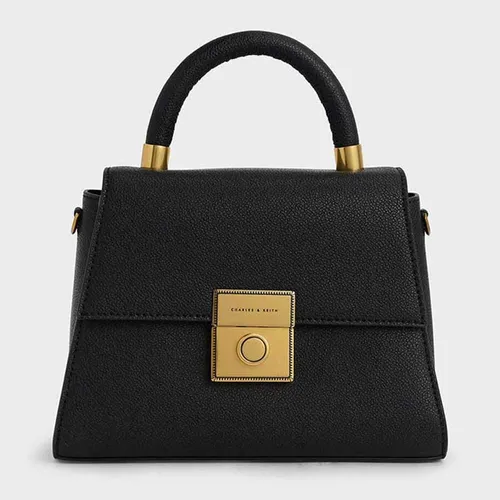 Túi Nữ Charles & Keith CNK Trapeze Top Handle Bag Màu Đen