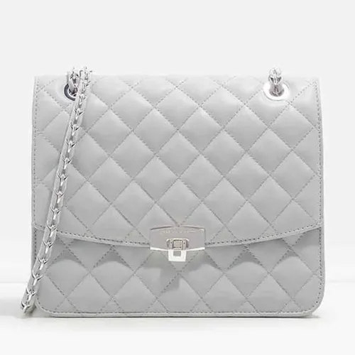Túi Đeo Chéo Nữ Charles & Keith CNK Quilted Push-Lock Clutch CK2-70150587 Dusty Blue