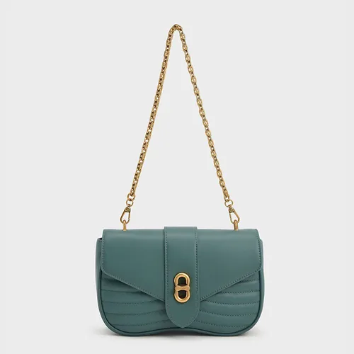 Túi Đeo Chéo Nữ Charles & Keith CNK Aubrielle Chain-Handle Panelled Crossbody Bag 80151129 Xanh Ngọc Đậm – Charles & Keith