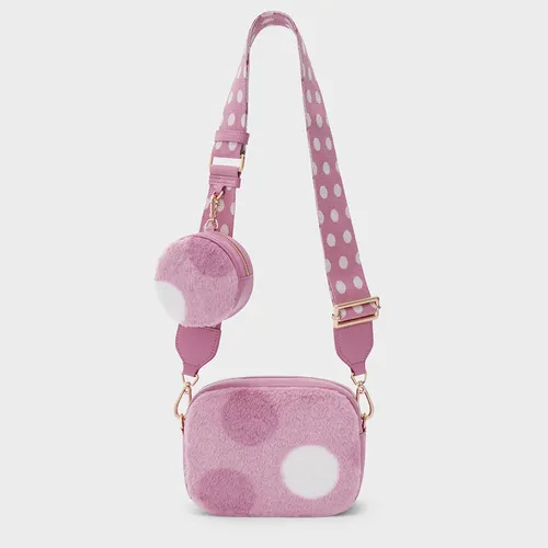 Túi Đeo Chéo Nữ Charles & Keith CNK Chailly Furry Panelled Crossbody Bag & Pouch 80151087 Màu Hồng