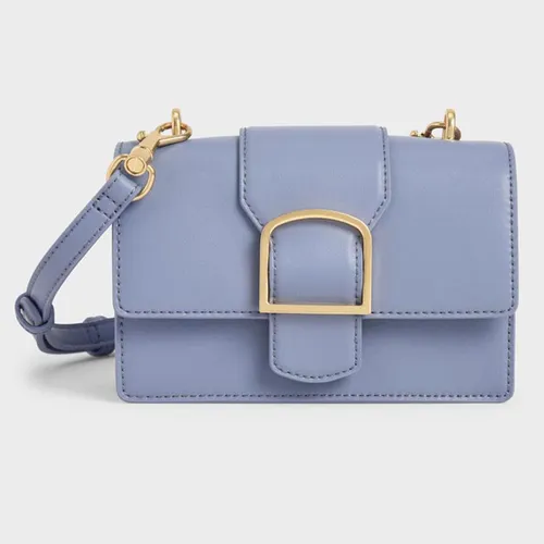 Túi Đeo Chéo Nữ Charles & Keith CNK Metallic Buckle Crossbody Bag Light Blue 80781505 Màu Xanh Blue