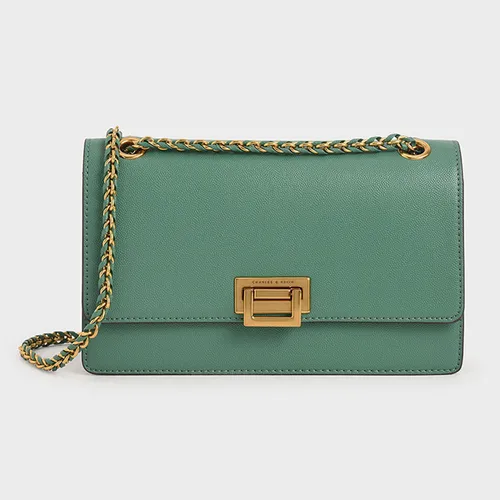 Túi Đeo Vai Nữ Charles & Keith CNK Chain Strap Evening Bag  Green CK2-20840317-8 Màu Xanh Green