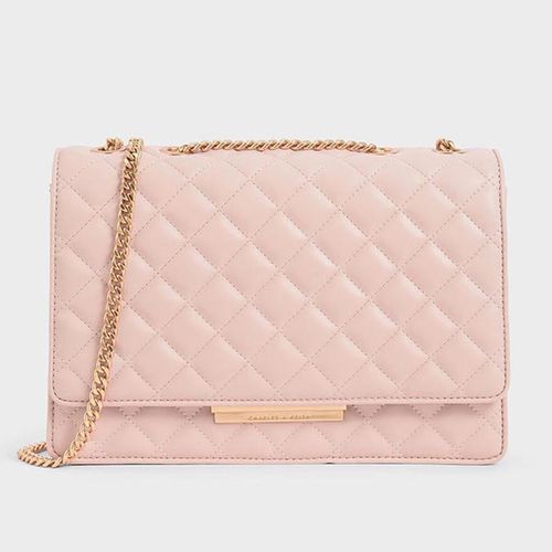 Túi Đeo Vai Charles & Keith Quilted Chain Strap Shoulder Bag CK2-20840207 Pink Màu Hồng Nude-5