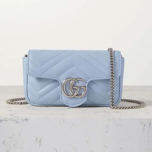 Túi Gucci Marmont Super Mini Quilted Leather Shoulder Bag Màu Xanh Blue - Túi xách - Vua Hàng Hiệu
