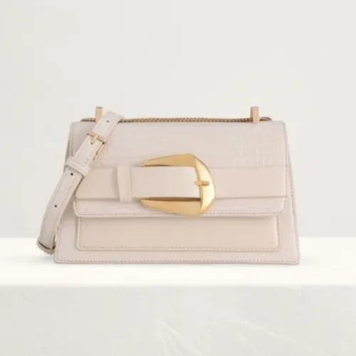 Túi Pedro Buckled Croc-Effect Shoulder Bag 75060043 Màu Trắng