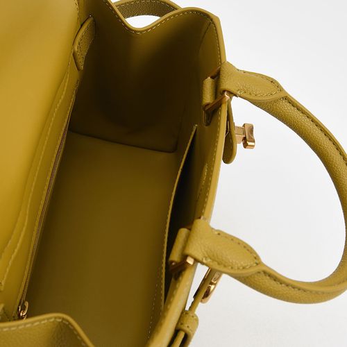 Túi Xách Charles & Keith Aubrielle Metallic-Accent Belted Bag CK2-50160102 Màu Vàng-3