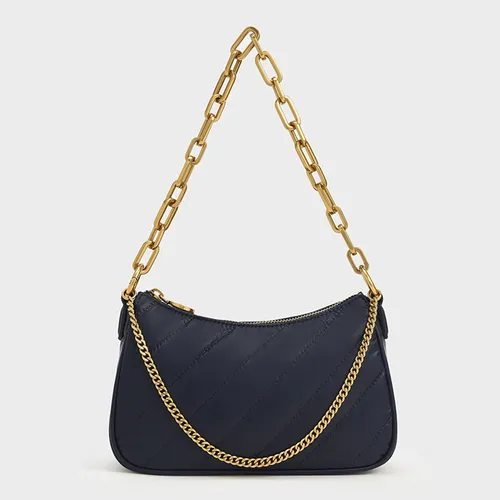 Túi Xách Nữ Charles & Keith CNK Chailly Chain Handle Crossbody Bag & Pouch CK2-80151086 Màu Xanh Navy