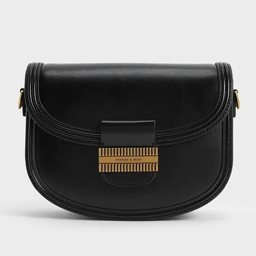 Túi Xách Nữ Charles & Keith CNK Embellished Saddle Bag Black CK2-80781496 Màu Đen