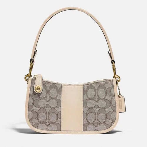 Túi Xách Coach Swinger Bag In Signature Jacquard Brass Stone Ivory Màu Trắng Xám – Coach