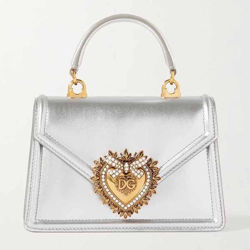 Túi Xách Dolce & Gabbana Mini Devotion Top-Handle Bag Màu Bạc