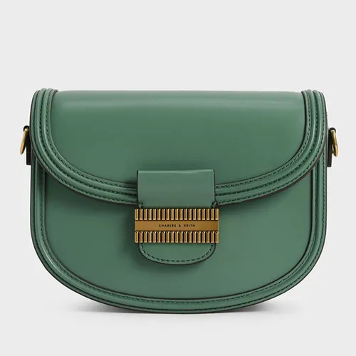 Túi Xách Nữ Charles & Keith CNK Embellished Saddle Bag Green 80781496 Màu Xanh Green