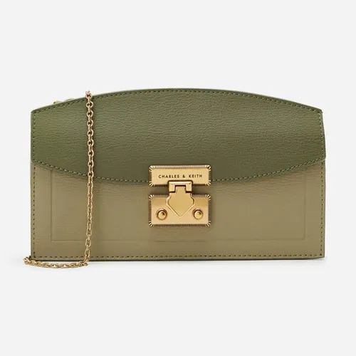 Túi Xách Nữ Charles & Keith CNK Metallic Accent Long Wallet 10840211 Màu Xanh Green