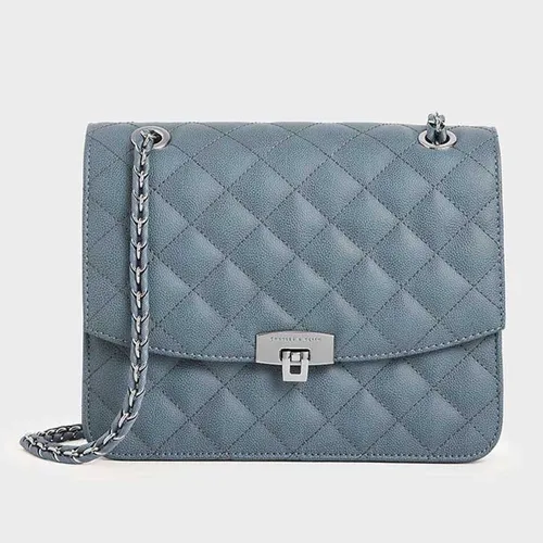 Túi Xách Nữ Charles & Keith CNK Quilted Chain Strap Bag Blue 70150080 Màu Xanh Blue