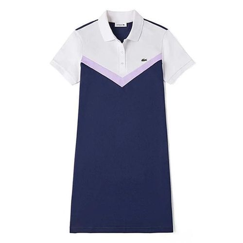 Váy Polo Lacoste Women's Color-Blocked Stretch Cotton Dress Màu Xanh/Trắng Size 32